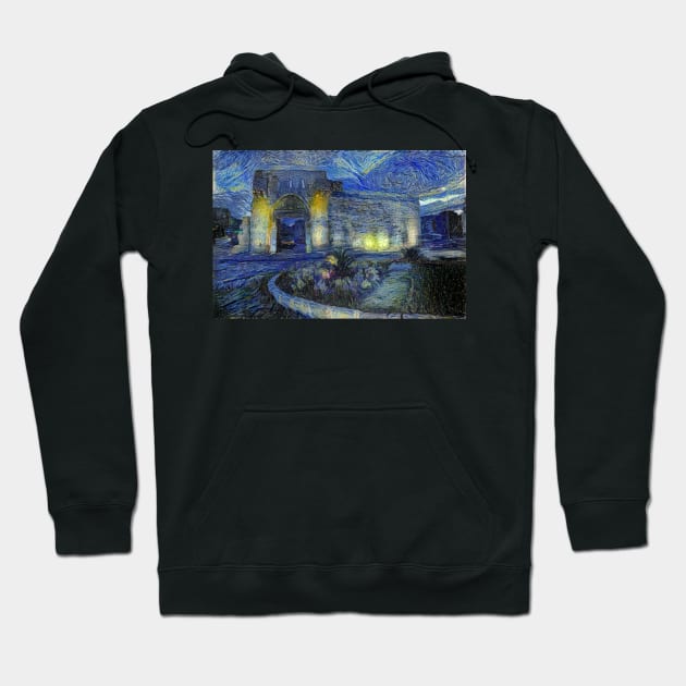 Bab Tuma of Damascus (Gate of Thomas) in Starrynight Style Hoodie by Homsalgia